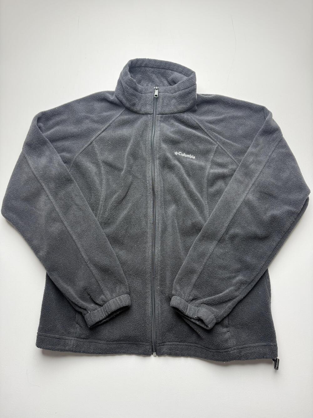 Columbia Jacket Mens XL Gray Soft Fleece Full Zip Pockets Outdoor Hiking Casual